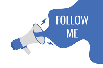 follow me button, banner, label, template for website. follow me text with colorful megaphone icon
