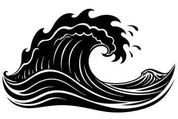 
Ocean Wave Silhouette, Sea Wave Vector illustration


