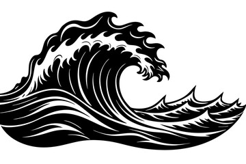 
Ocean Wave Silhouette, Sea Wave Vector illustration


