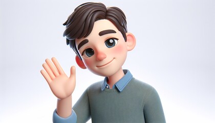 Smiling cartoon waving his hand