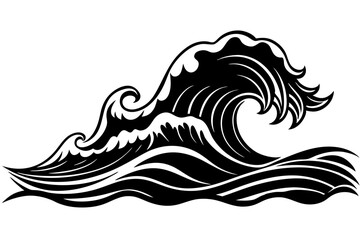 sea wave silhouette isolated on white background. Nature ocean graphic symbol vector illustration
