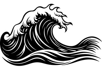 sea wave silhouette isolated on white background. Nature ocean graphic symbol vector illustration
