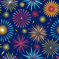 Fototapeta premium Seamless pattern of celebratory fireworks bursting in the sky