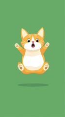 Fototapeta premium Surprised cat jumping, startled expression, flat design illustration