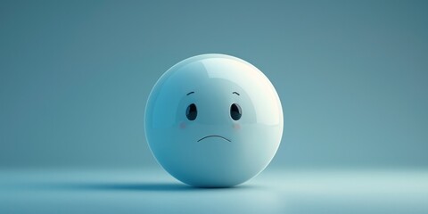 Sad Emoji on Blue Background