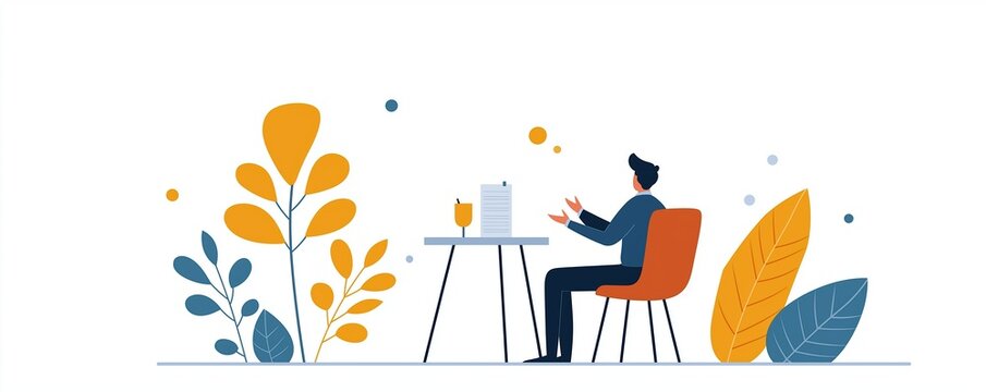 Person sharing opinion at a meeting, dynamic conversation, flat design illustration
