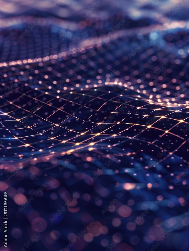 Poster neural network mesh with light and dark tones for a modern digital technology theme.