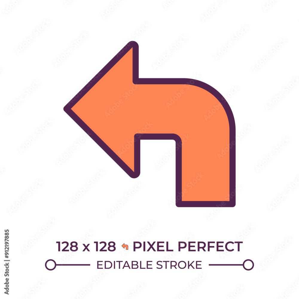 Poster left arrow rgb color icon. symbolizing guidance. directional sign. turning left. backward sign. inte