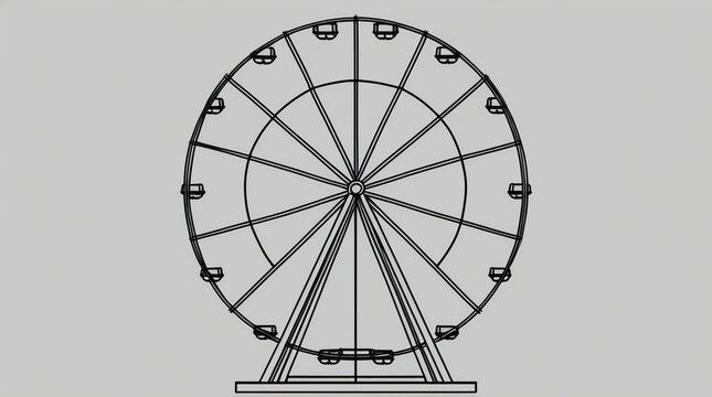 recommend clip art: Continuous one line drawing of a ferris wheel in park