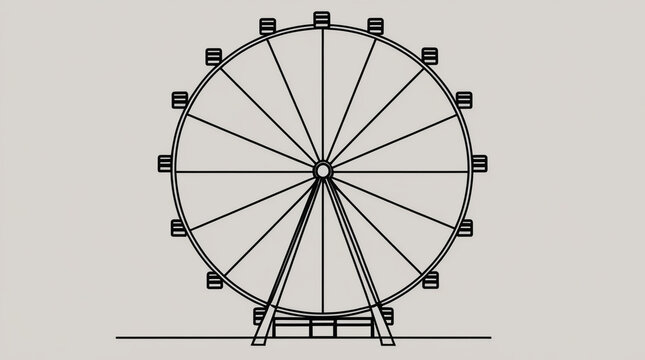 recommend clip art: Continuous one line drawing of a ferris wheel in park