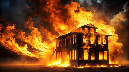 Blazing Inferno: A Glowing Wall of Fire  AI generated