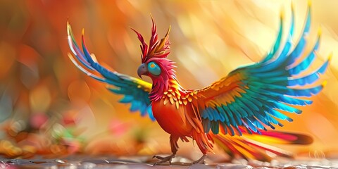 Obraz premium phoenix, colorful, happy, friendly, 3d cartoon