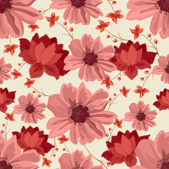 Ikat flower seamless , Motif ethnic  floral seamless textil,  embroidery, print striped ornament floral, pattern, design for wrapping, silk, scarf, background, textile