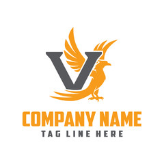 Letter V phoenix logo template vector