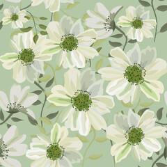 Ikat flower seamless , Motif ethnic  floral seamless textil,  embroidery, print striped ornament floral, pattern, design for wrapping, silk, scarf, background, textile