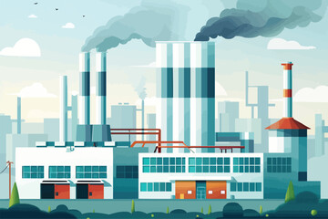 Obraz premium vector Factory building with smoke