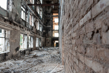 destroyed school in a city lost in the war in Ukraine