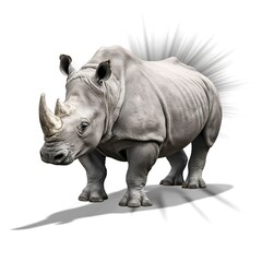 Fototapeta premium Single Large Rhinoceros Isolated on White