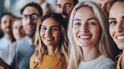 Fototapeta premium Diverse Group of White European and Asian Adults Smiling 