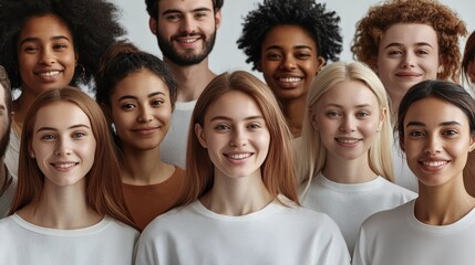 Obraz premium Diverse Group of White European and Asian Adults Smiling 