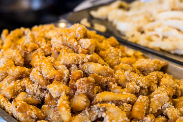Deep fried meat sell in the street market