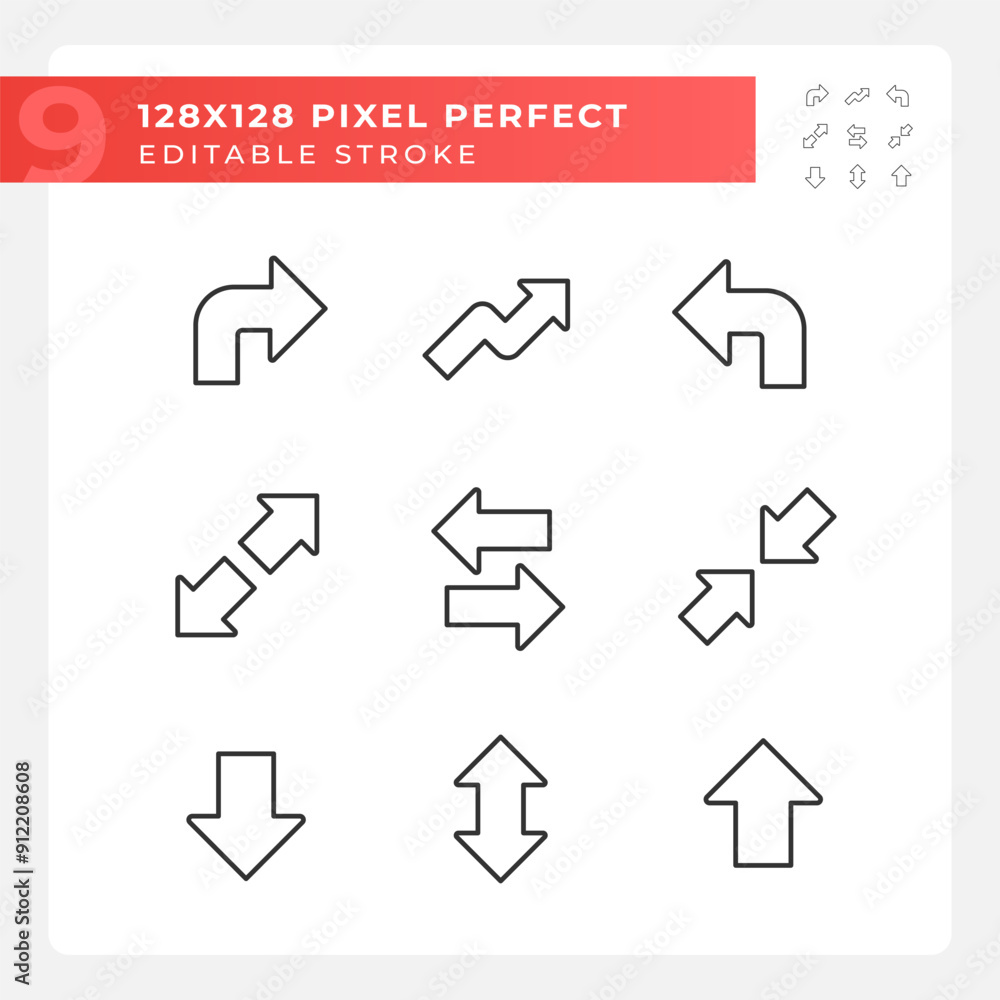 Canvas Prints minimalist arrows linear icons set. navigation icons. left and right directions. downward and upward