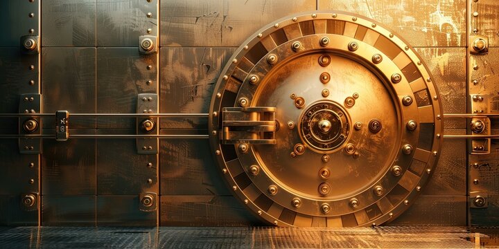 golden bank vault door, copy space