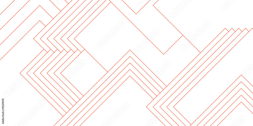 Aufkleber abstract white and red futuristic architecture concept with digital geometric connection red lines. 