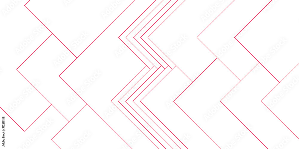 Aufkleber abstract white and red futuristic architecture concept with digital geometric connection red lines. 