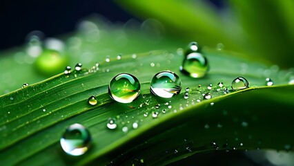 water drops on green leaf