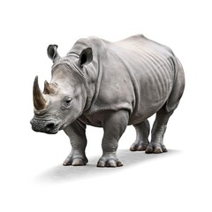 Fototapeta premium Single Large Rhinoceros Isolated on White