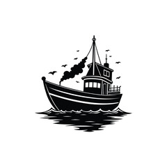 Creative Boat Silhouette Vector Art