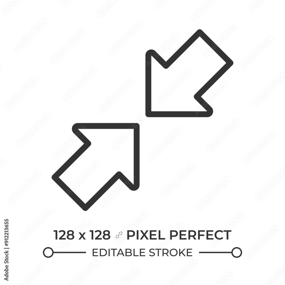 Poster zoom out linear icon. symbolizing interaction, connection or focus. user interface arrows. web desig