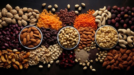 Obraz premium Assorted nuts arranged for visual appeal