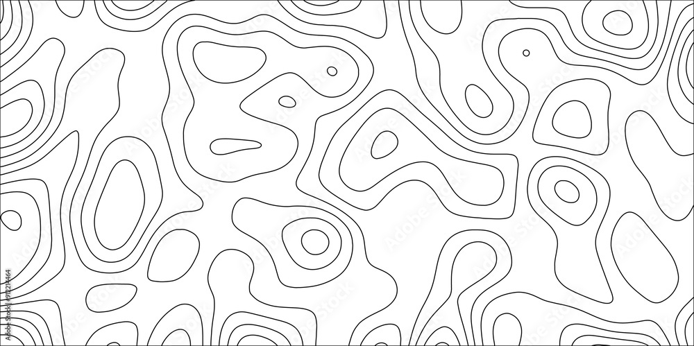 Aufkleber Topographic map background geographic line map with elevation assignments. Concept of a conditional geography scheme and the water path. White wave paper curved reliefs.