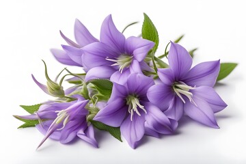Obraz premium Serbian bellflower flowers on white background, AI Generated