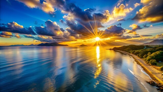 Golden Hour on the Azure Coast  AI generated