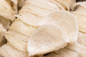 Stack of raw bird nest close up