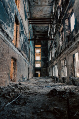 destroyed school in a city lost in the war in Ukraine