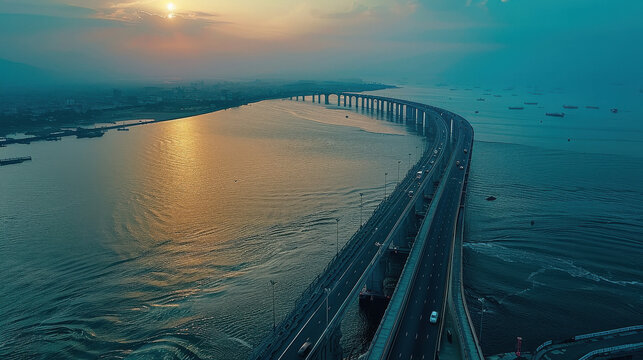 aerial views of sea bridge