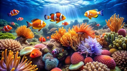 Vibrant Reef Harmony: A Symphony of Colors in the Coral Sea  AI generated