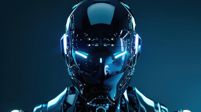 digital cybernetic human face - Powered by Adobe