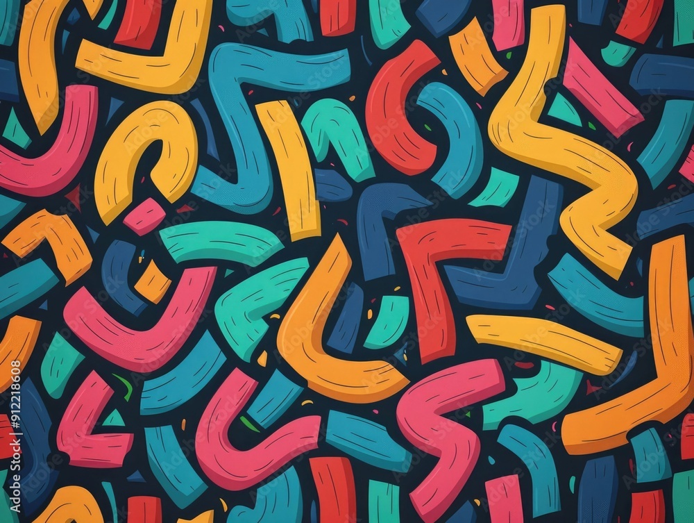Aufkleber vibrant abstract doodle typography with expressive brushwork and flair hand drawn colorful and playf