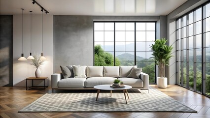 Minimalist Modern Living Room with a Serene Touch  AI Generated