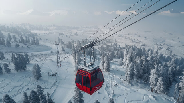 aerial view of gulmarg cable car in winter