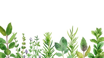 Obraz premium Herbal garden, aromatic plants, culinary uses, Watercolor style