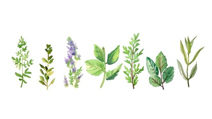 Obraz premium Medicinal herbs, healing plants, traditional remedies, Watercolor style