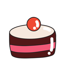 Sweet pancakes food. cookies, cakes, pudding, donut, croissant, beef slice, strawberry candy, sandwich, egg