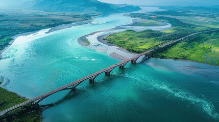 aerial views of sea bridge