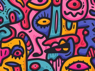 Fototapeta premium Vibrant and Colorful Doodle Art Banner Design Featuring Eclectic Patterns Abstract Shapes and Playful Designs Perfect for Branding Advertising or Creative Backgrounds